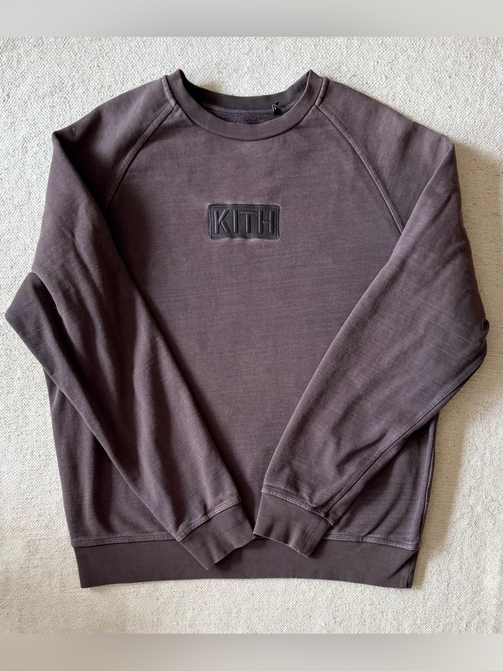 KITH Garment Dyed Crewneck Sweatshirt Mens Medium Plum Brown Cotton Logo